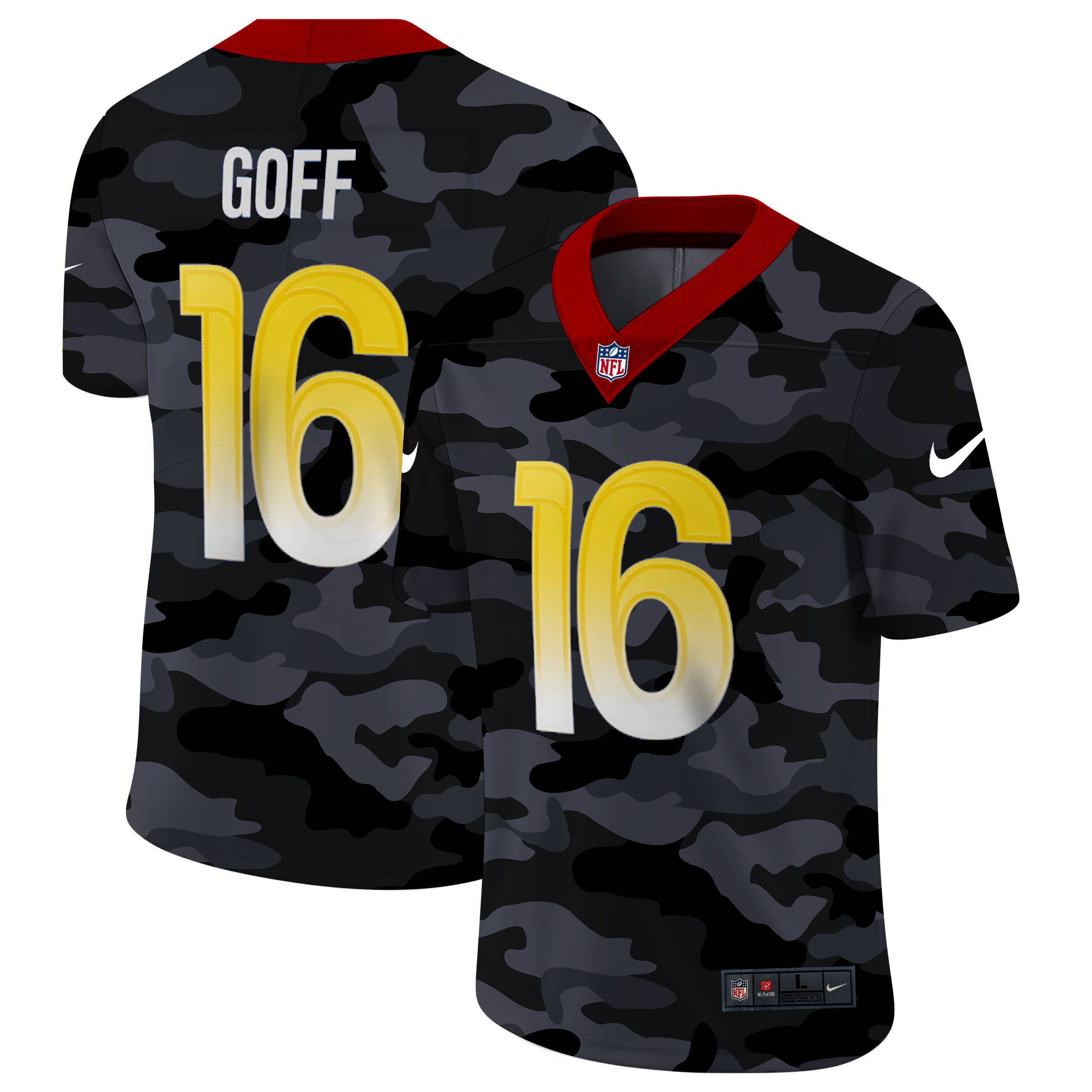 Men Los Angeles Rams #16 Goff 2020 Nike Camo Salute to Service Limited NFL Jerseys